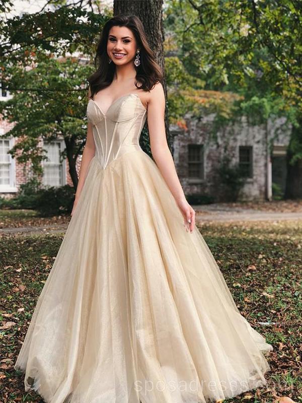 Sweetheart A-line Tulle Long Evening Prom Dresses, Cheap Custom Sweet 16 Dresses, 18554