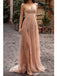 Sweetheart Neck Gold Sequin A-line Vestidos largos baratos del baile de fin de curso de la tarde, vestidos del baile de fin de curso del partido de tarde, 12350