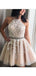 V Neck Dusty Pink Tulle Beaded Short Homecoming Dresses Online, Robes de bal courtes pas chères, CM845