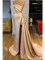 Champagne Mermaid Sweetheart High Slit Cheap Long Prom Dresses,12866