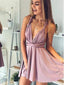 Cross Back Casual Dust Pink Short Homecoming Vestidos Online, Vestidos de Baile curtos baratos, CM837