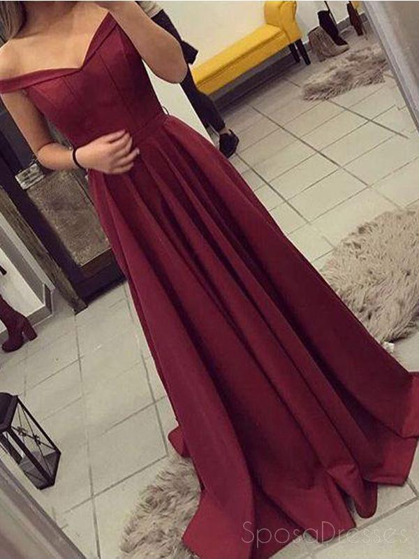 Off Shoulder Maroon Backless Evening Prom Dresses, Long Cheap Party Prom Dress, Custom Long Prom Dresses, Cheap Formal Prom Dresses, 17119