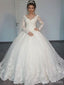 Long Sleeves Lace Ball Gown Wedding Dresses Online, Cheap Lace Bridal Dresses, WD447