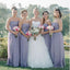 Simple Strapless Cheap Sweetheart Chiffon Custom Long Bridesmaid Dresses, WG237