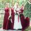 Jewel Cap Sleeves Dark Red Chiffon Floor Compgth Cheap Bridesmaid Dresses Online, WG560