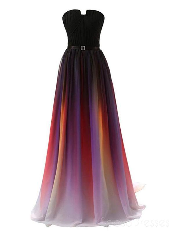 Simple Strapless Chiffon Ombre Long Evening Prom Dresses, Custom Cheap Sweet 16 Dresses, 18395