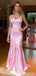 Sexy Pink Mermaid Spaghetti Straps V-neck Long Prom Dresses Online,13064