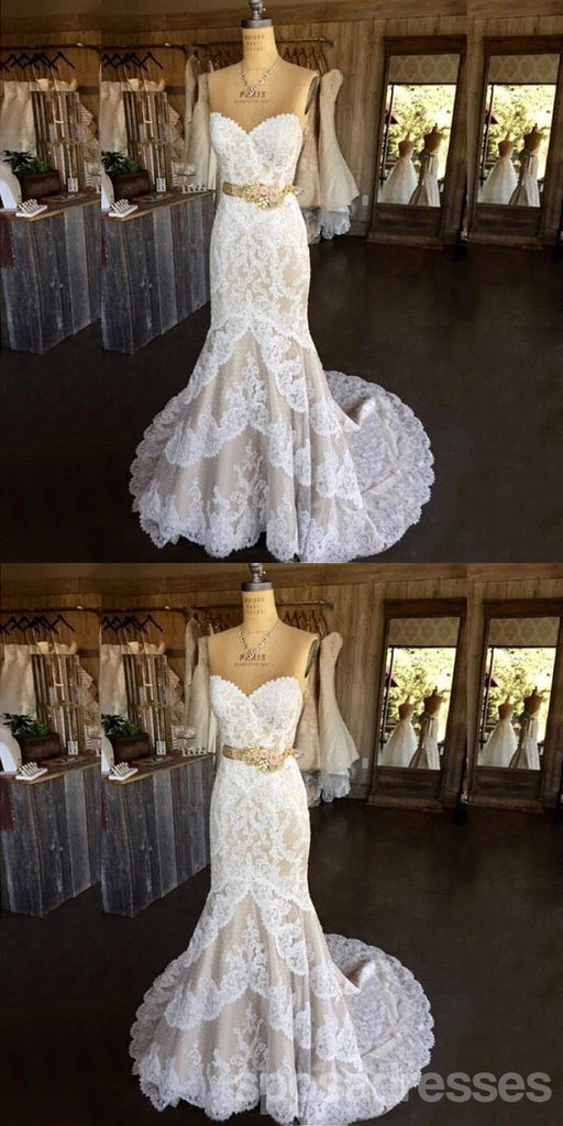 Sexy Mermaid Sweetheart Handmade Lace Wedding Dresses,WD796