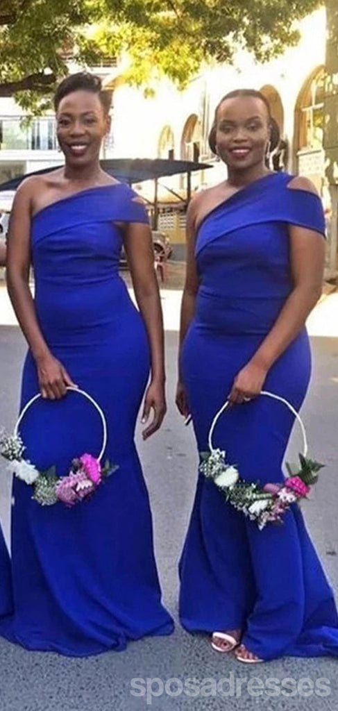 Blue Mermaid One Shoulder Cheap Long Bridesmaid Dresses Online,WG1233