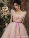 V Neck Dusty Pink Tulle Beaded Short Homecoming Dresses Online, Robes de bal courtes pas chères, CM845