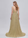 Sweetheart Neck Gold Pailletten A-Linie Günstige lange Abend Prom Kleider, Abend Party Prom Kleider, 12350