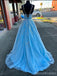 Gorgeous Blue A-line Spaghetti Straps V-neck Maxi Long Prom Dresses,13178