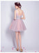 V Neck Dusty Pink Tulle Beaded Short Homecoming Dresses Online, Robes de bal courtes pas chères, CM845