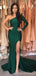 Emerald Green Mermaid One Shoulder Long Sleeves Bridesmaid Dresses,WG1466