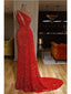 Sweetheart Neck Gold Sequin A-line Vestidos largos baratos del baile de fin de curso de la tarde, vestidos del baile de fin de curso del partido de tarde, 12350