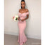 Elegant Pink Mermaid Off Shoulder Cheap Long Bridesmaid Dresses,WG1449