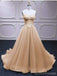 Sweetheart Neck Gold Pailletten A-Linie Günstige lange Abend Prom Kleider, Abend Party Prom Kleider, 12350