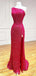 Sexy Red Mermaid One Shoulder Maxi Long Prom Dresses,Evening Dresses,13153