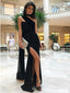 Sexy Black Mermaid High Slit Maxi Long Prom Dresses,Evening Dresses,13122