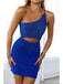 Newest Blue One Shoulder Short Homecoming Dresses,Cheap Short Prom Dresses,CM943