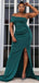 Green Mermaid Side Slit One Shoulder Cheap Long Bridesmaid Dresses,WG1672