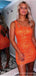 Orange One Shoulder Short Homecoming Dresses,Cheap Short Prom Dresses,CM942