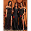 Mismatched Black Mermaid High Slit Cheap Long Bridesmaid Dresses Online,WG1314