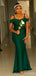 Green Cold Shoulder Mermaid Cheap Long Bridesmaid Dresses Online,WG1642