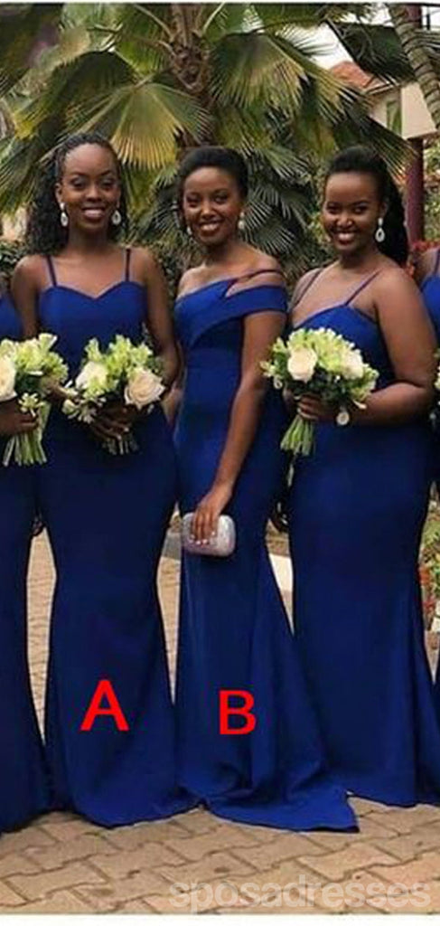 Mismatched Royal Blue Mermaid Cheap Long Bridesmaid Dresses,WG1323