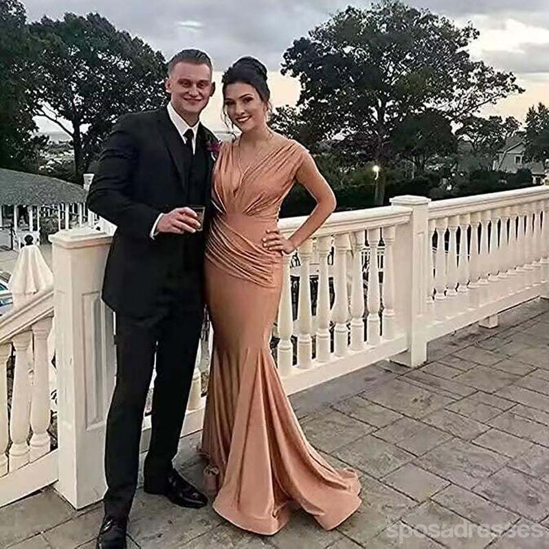 Sexy Mermaid Deep V-neck Cheap Maxi Long Bridesmaid Dresses,WG1679