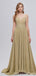 Sweetheart Neck Gold Pailletten A-Linie Günstige lange Abend Prom Kleider, Abend Party Prom Kleider, 12350