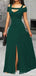 Green Mermaid Off Shoulder Side Slit Long Bridesmaid Dresses,WG1573