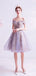 V Neck Dusty Pink Tulle Beaded Short Homecoming Dresses Online, Robes de bal courtes pas chères, CM845