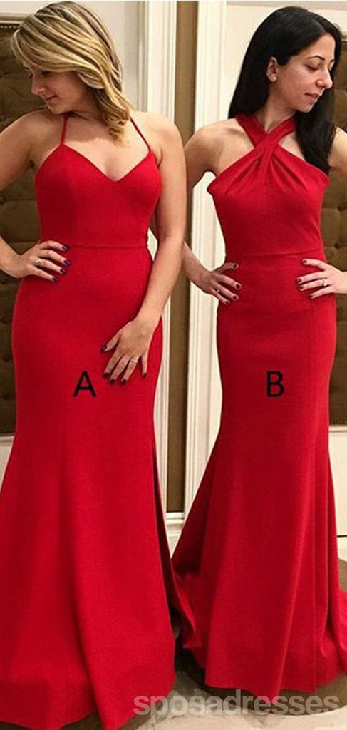 Mismatched Red Mermaid Cheap Long Bridesmaid Dresses,WG1367