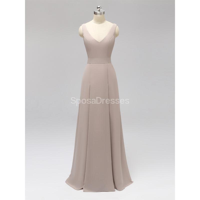 V Neck Voltar Bow Backless Chiffon dama de honra baratos vestidos on-line, WG594