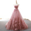 Sweetheart Dusty Pink Hand Made Flower Long Evening Prom Dresses, Cheap Custom Sweet 16 Dresses, 18513