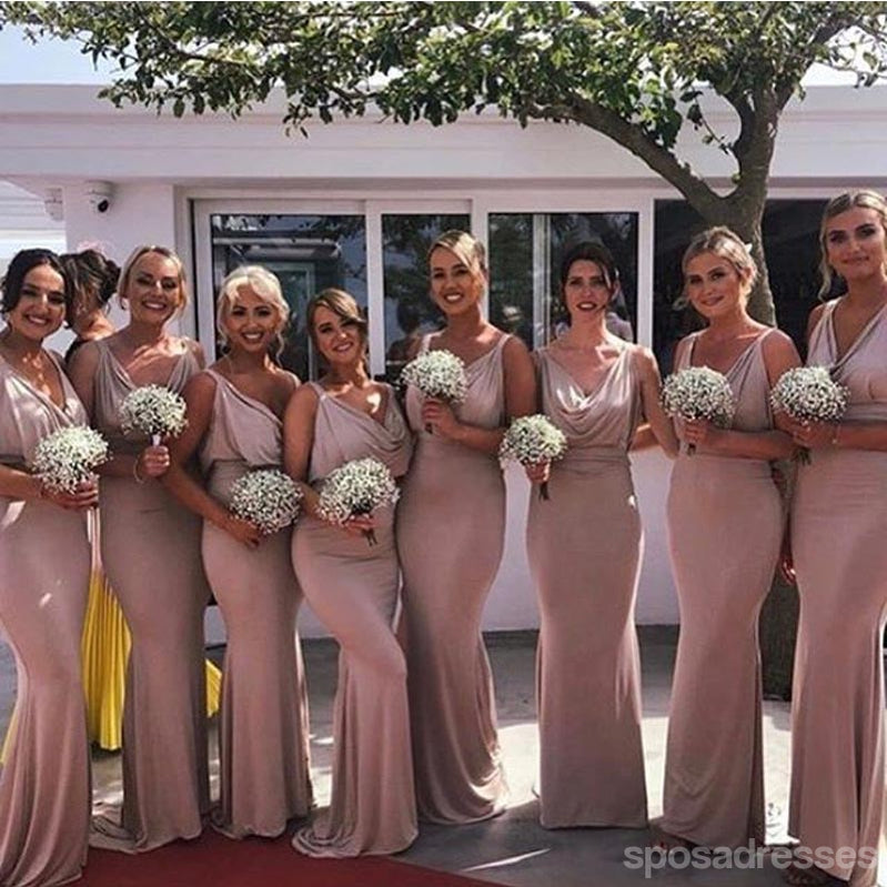 Sexy Dusty Pink Mermaid Cheap Maxi Long Bridesmaid Dresses,WG1687