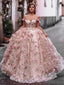 Pink A-line Off The Shoulder Custom Prom Dresses, Sweet 16 Prom Dresses, 12489