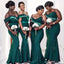 Emerald Green Mermaid Spaghetti Straps Cheap Long Bridesmaid Dresses,WG1444