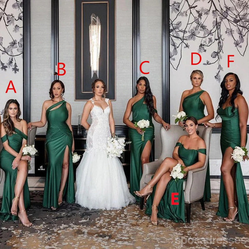 Mismatched Emerald Green Mermaid Long Bridesmaid Dresses,WG1455