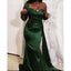 Emerald Green Mermaid One Shoulder Cheap Long Bridesmaid Dresses,WG1481