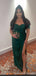 Emerald Green Mermaid Off Shoulder High Slit Cheap Long Bridesmaid Dresses,WG1301