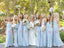 Mismatched Blue Chiffon Floor Length Cheap Long Bridesmaid Dresses, WG567