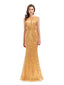 Querida pescoço ouro lantejoulas uma linha barato longo Evening Prom Dresses, Evening Party Prom Dresses, 12350