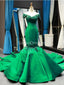 Off Shoulder Green Lace Mermaid Long Evening Prom Dresses, Evening Party Prom Dresses, 12280