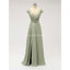 Short Sleeves Floor Length Chiffon Sofa Green Bridesmaid Dresses Online, WG587