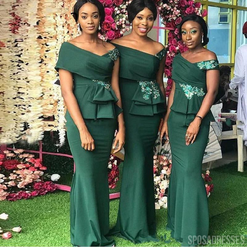 Emerald Green Mermaid Long Bridesmaid Dresses Online, WG791