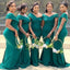 Green Mermaid Off Shoulder Cheap Long Bridesmaid Dresses Online,WG1355