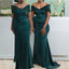 Green Off Shoulder Mermaid Cheap Long Bridesmaid Dresses Online,WG1658