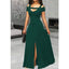 Green Mermaid Off Shoulder Side Slit Long Bridesmaid Dresses,WG1573